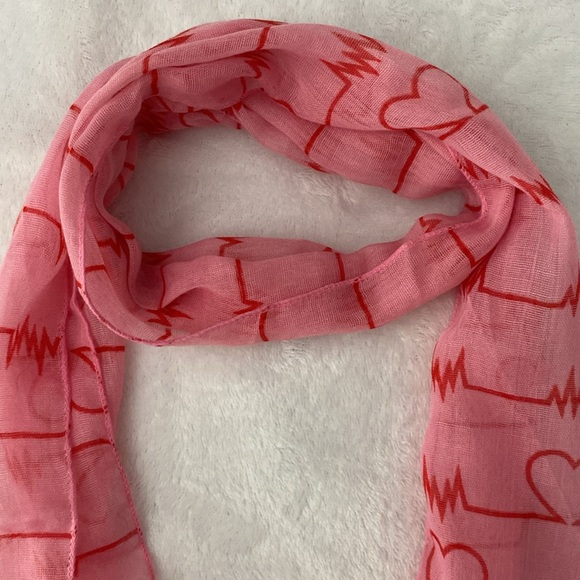 Lifeline pink and red hearts sheer scarf - Picture 3 of 17